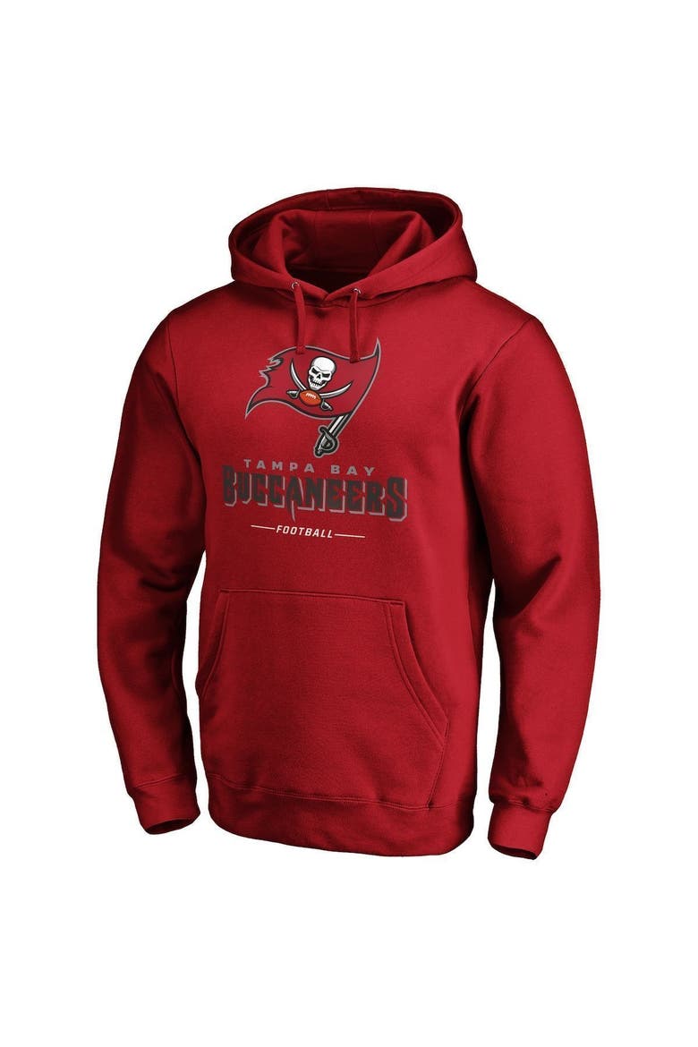 Men's Fanatics Branded Red Tampa Bay Buccaneers Logo Team Lockup Fitted Pullover Hoodie, Alternate, color, RED