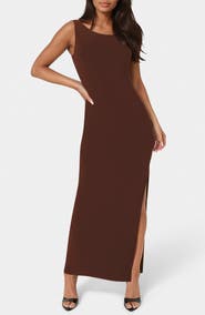 bebe One-Shoulder Slit Maxi Dress