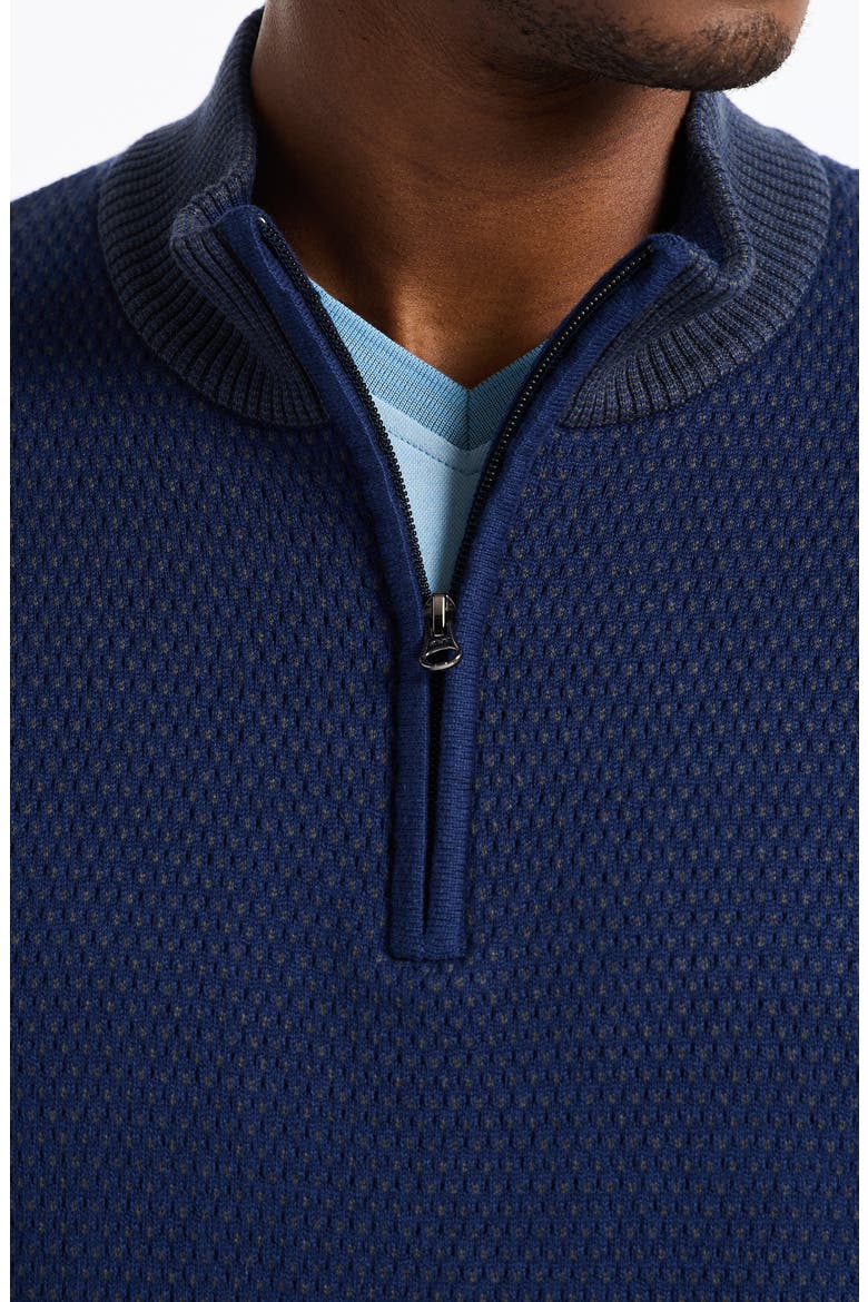 Walton Cotton & Silk Quarter Zip Sweater, Alternate, color, NAVY