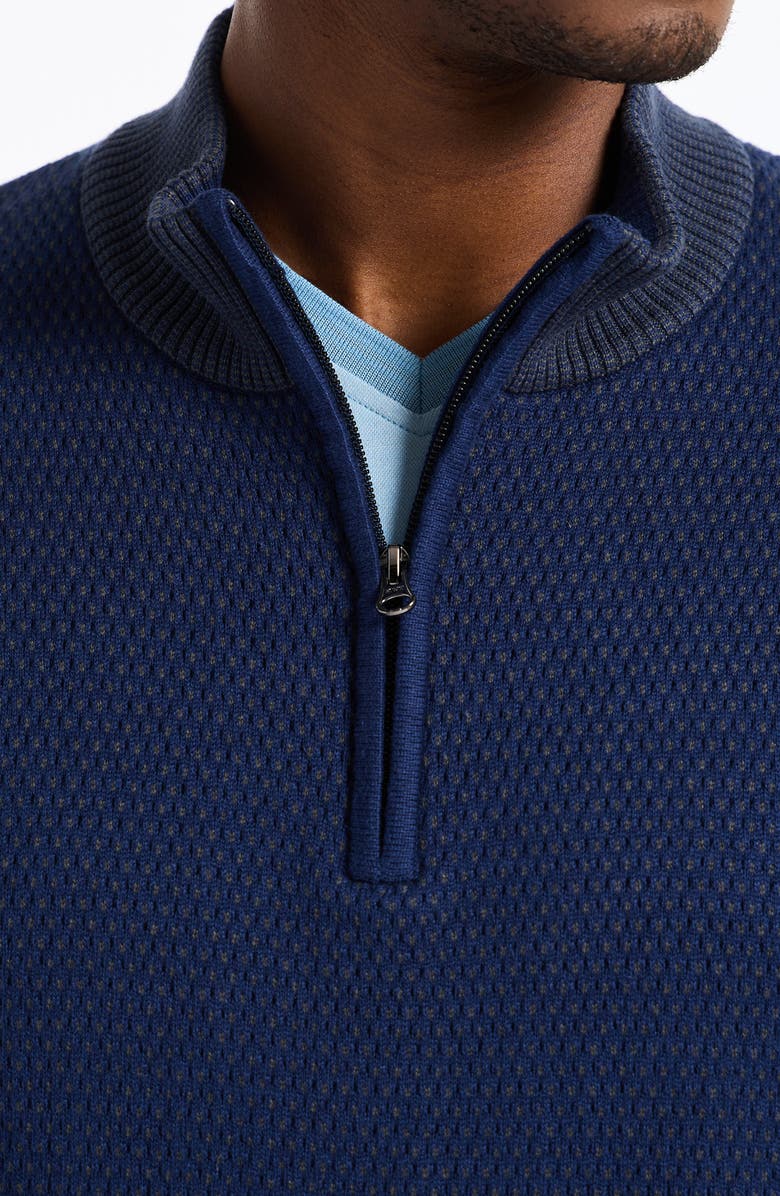 Robert Graham Walton Cotton & Silk Quarter Zip Sweater, Alternate, color, Navy