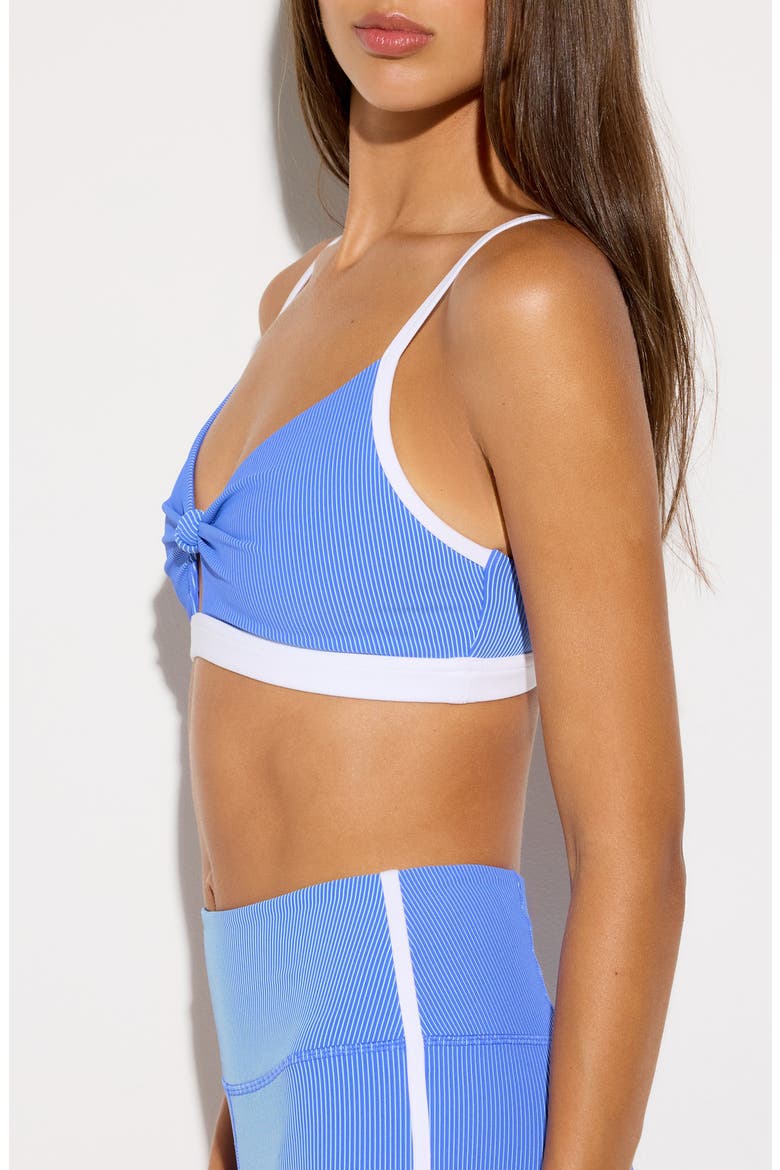 Unity Stripe Knotted Sports Bra, Alternate, color, ULTRA MARINE
