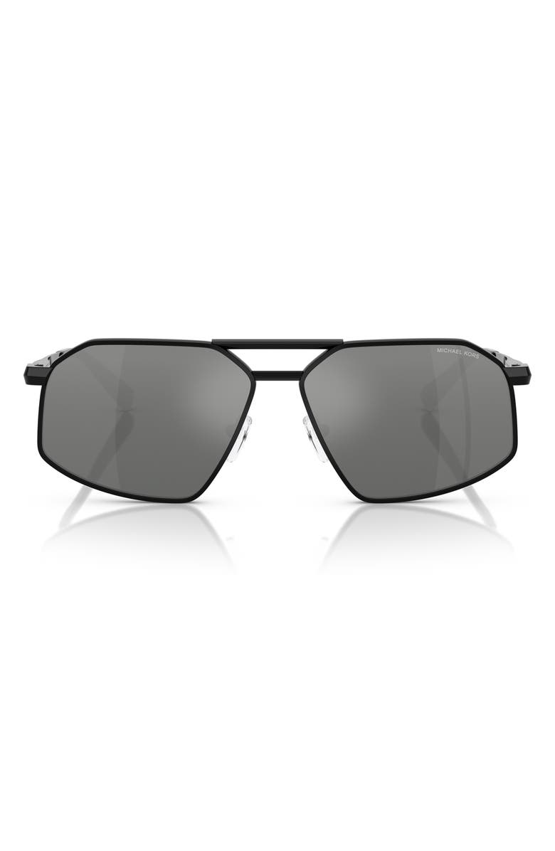 Michael Kors 60mm Irregular Sunglasses, Main, color, Black Shiny / Silver Flash