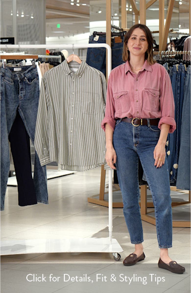 Kolton Stripe Herringbone Cotton Poplin Button-Down Shirt, sales video thumbnail