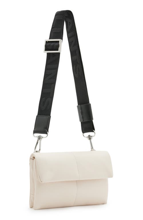 Allsaints Ezra Logo Strap Leather Crossbody Bag In White