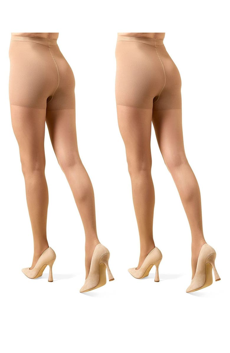 MeMoi 2-Pack Control Top Tights, Alternate, color, Honey