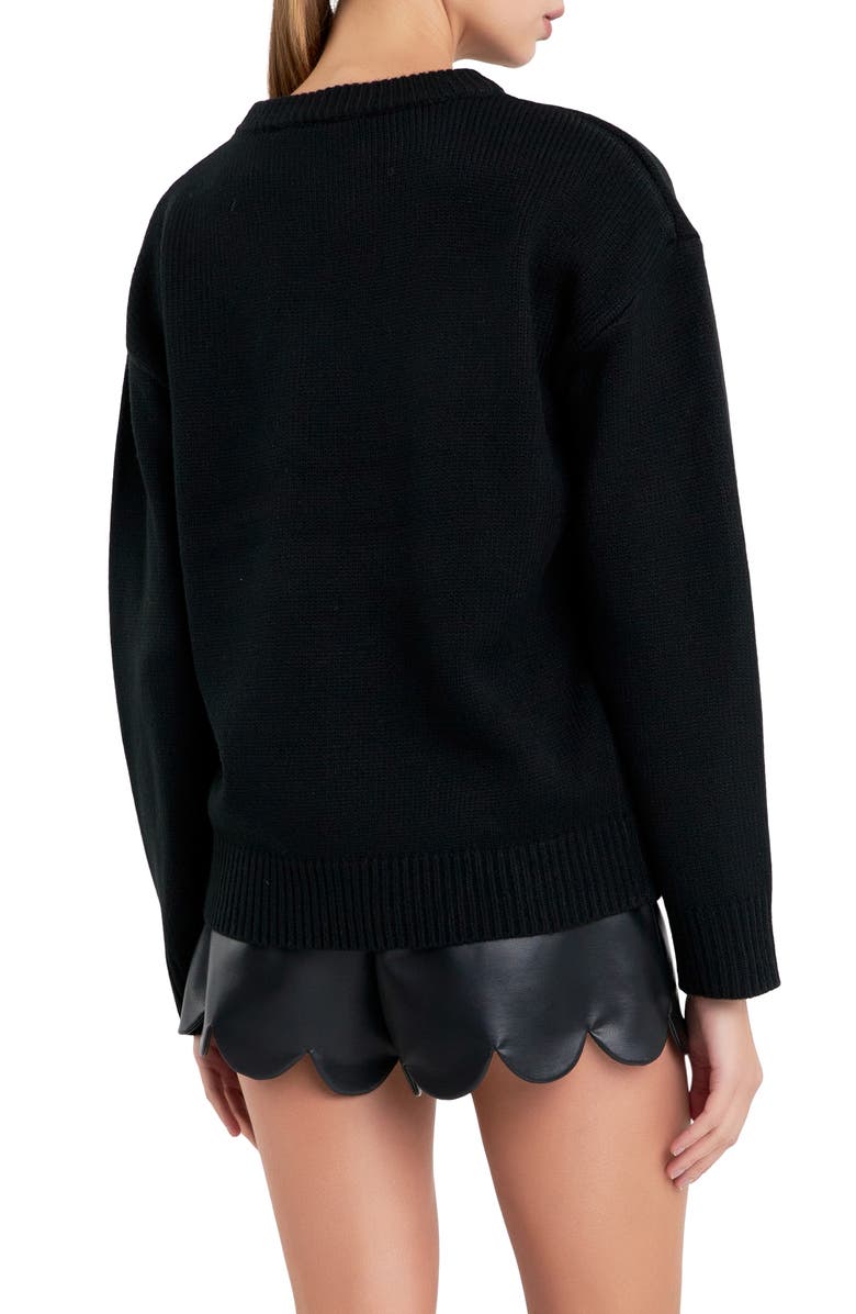 English Factory Lettering Sweater, Alternate, color, Black