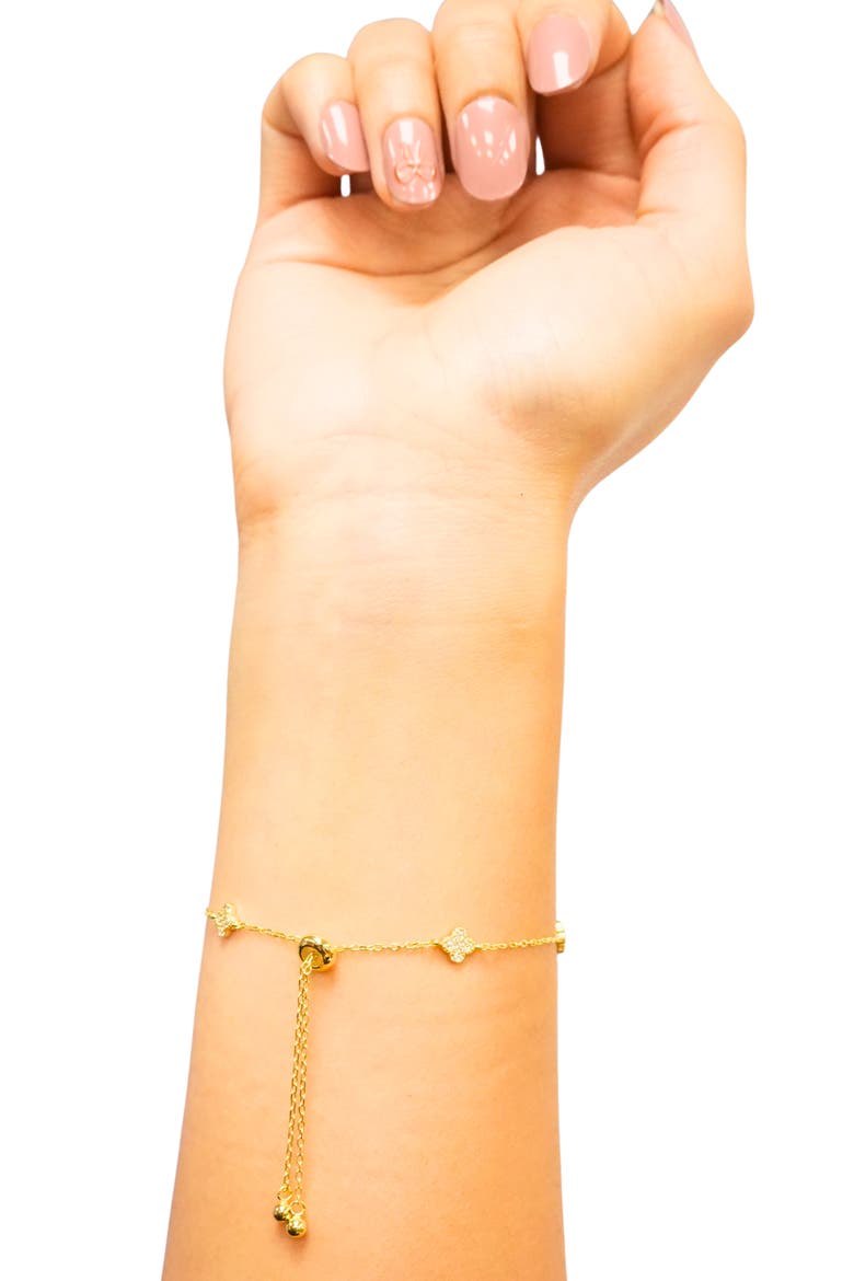 Clover Station Slider Bracelet, Alternate, color, GOLD