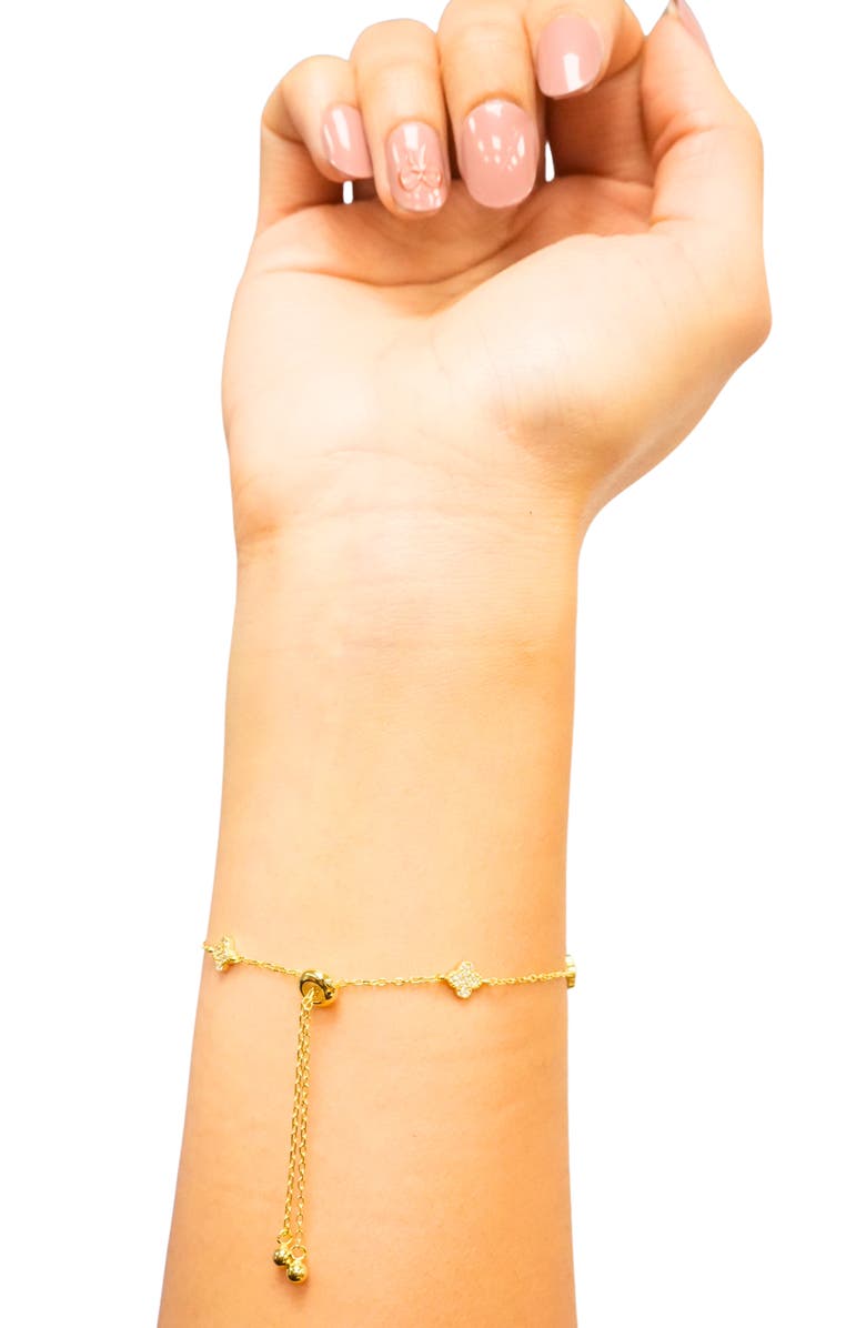 Argento Vivo Sterling Silver Clover Station Slider Bracelet, Alternate, color, Gold