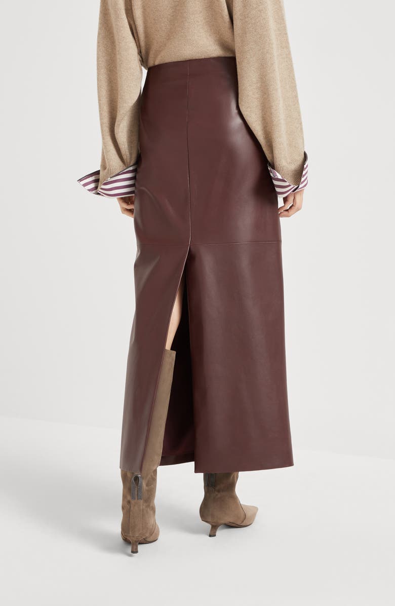 Brunello Cucinelli Long column skirt, Alternate, color, Burgundy