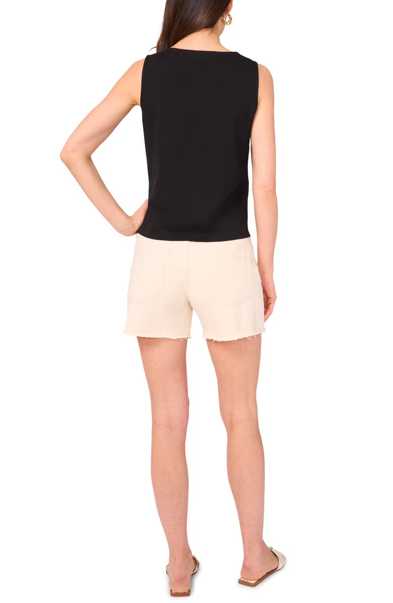 Vince Camuto Crochet Front Cotton Tank, Alternate, color, Rich Black