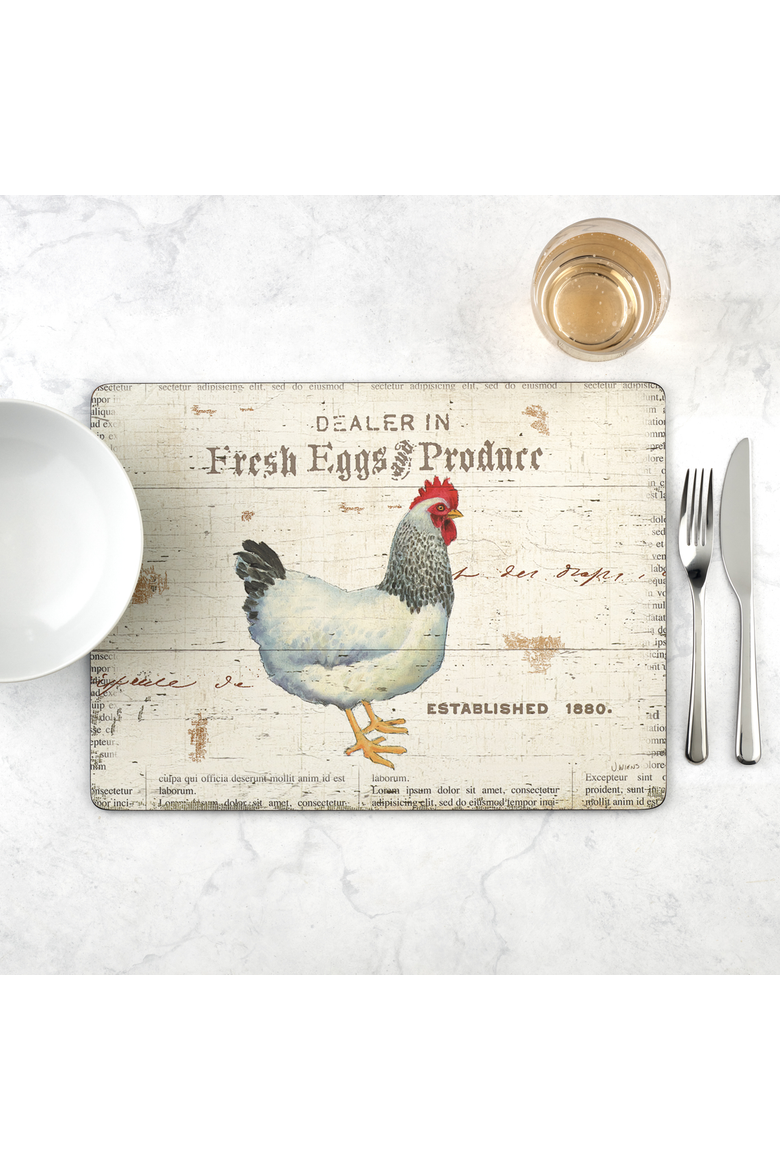 On The Farm Set of 4 Cork Back Placemats, Alternate, color, Multi