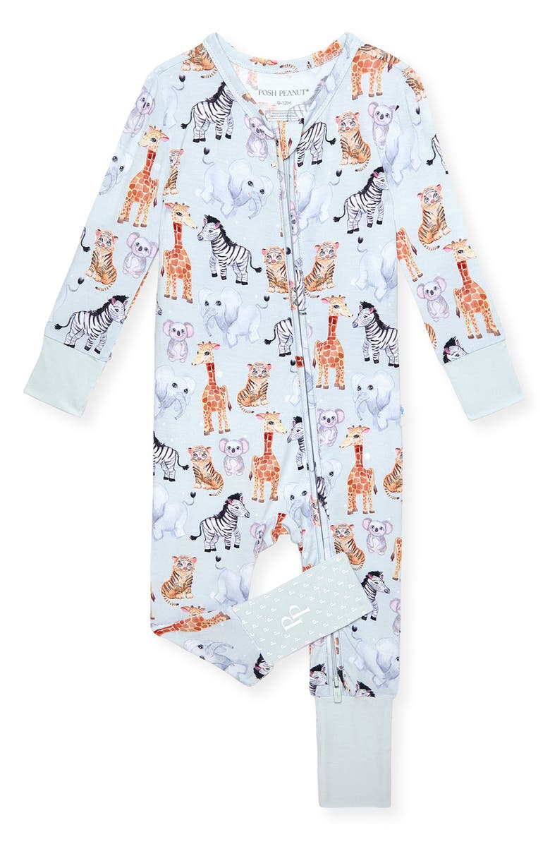 Posh Peanut Animal Print Fitted Convertible Footie Pajamas, Main, color, 