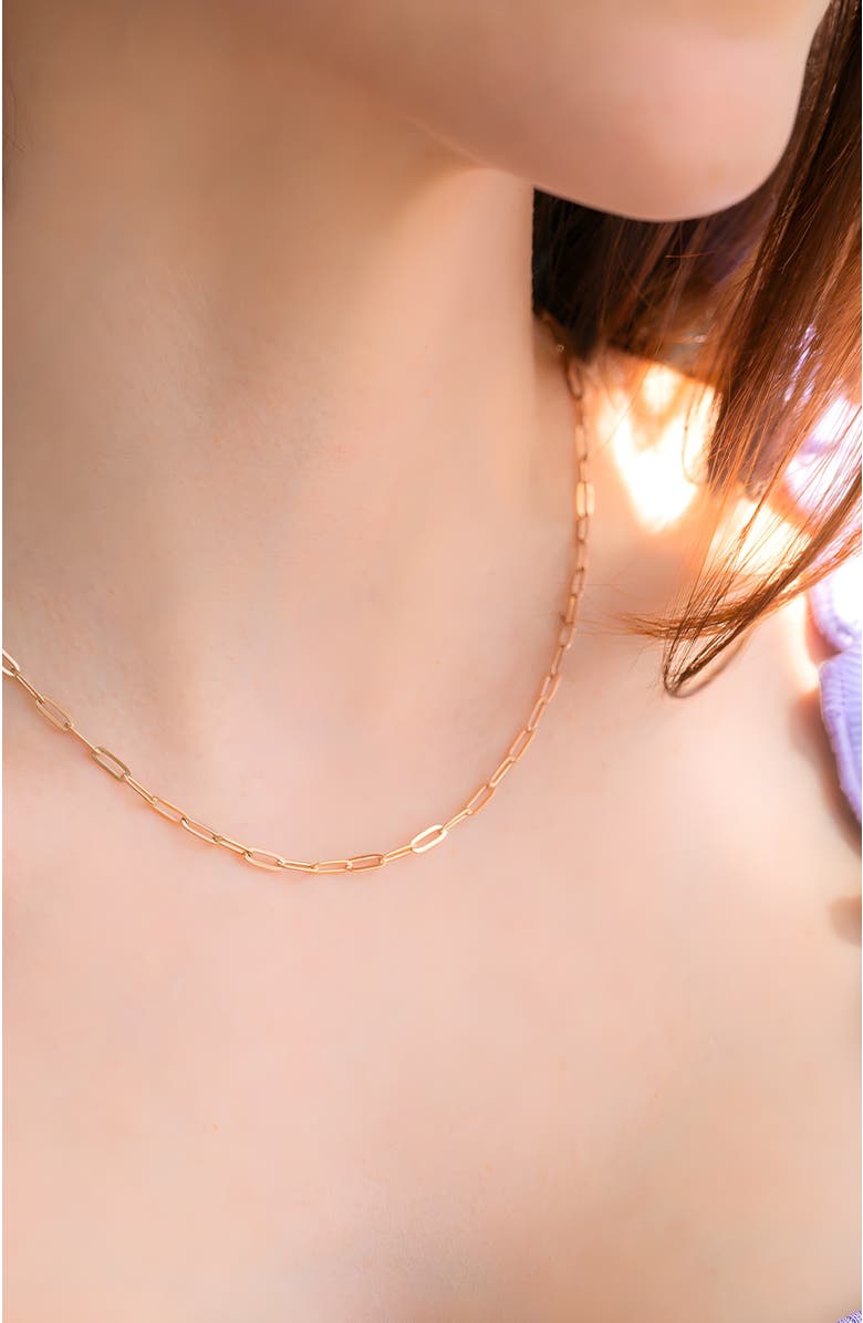 Mint & Lily Thin Paperclip Necklace, Alternate, color, 18K Rose Gold Plated