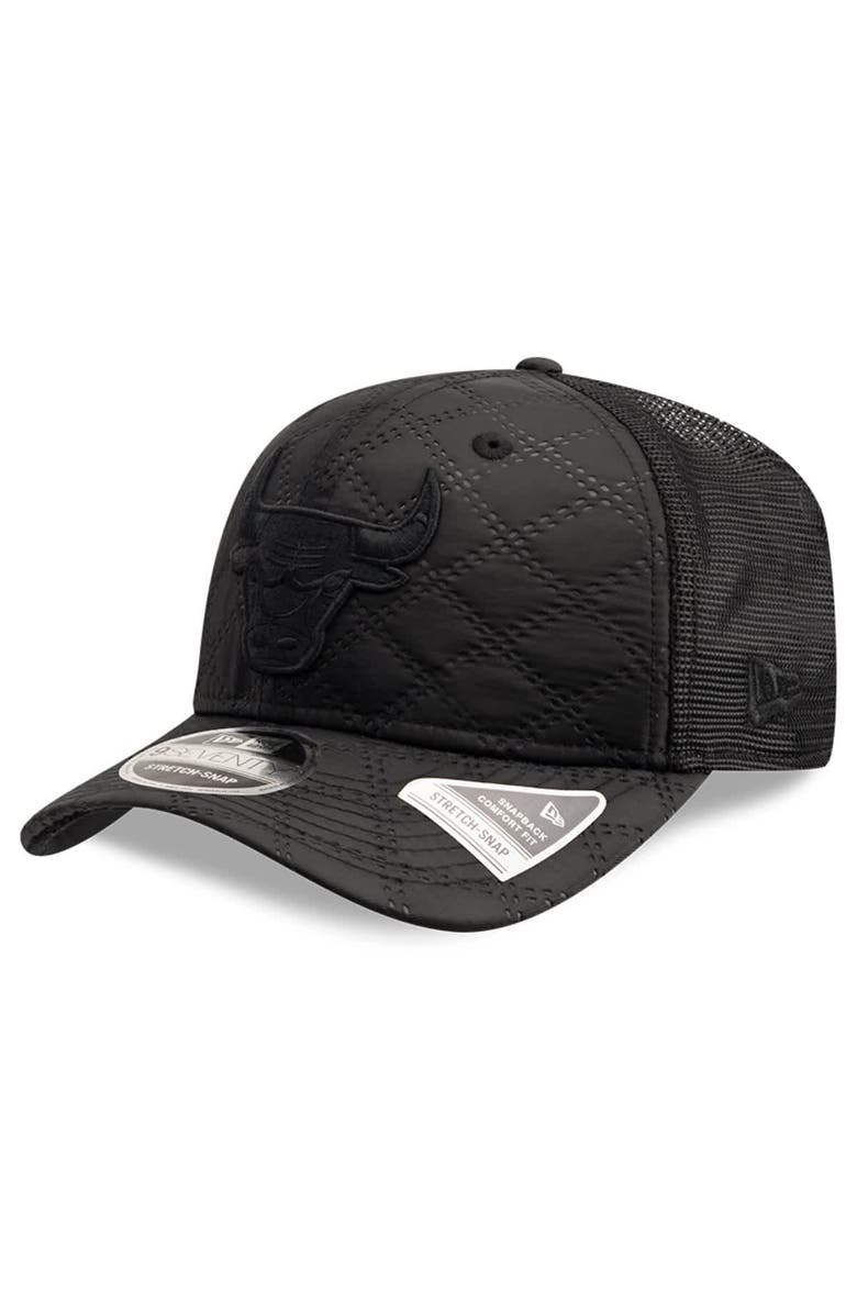 New Era Men's New Era Black Chicago Bulls Quilted 9SEVENTY Trucker Adjustable Hat, Main, color, Black