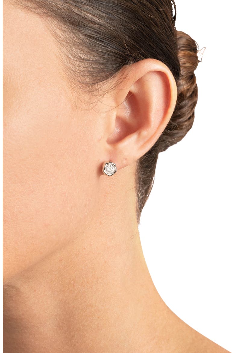 Asterales Molten Bezel Stud Earrings, Alternate, color, SILVER