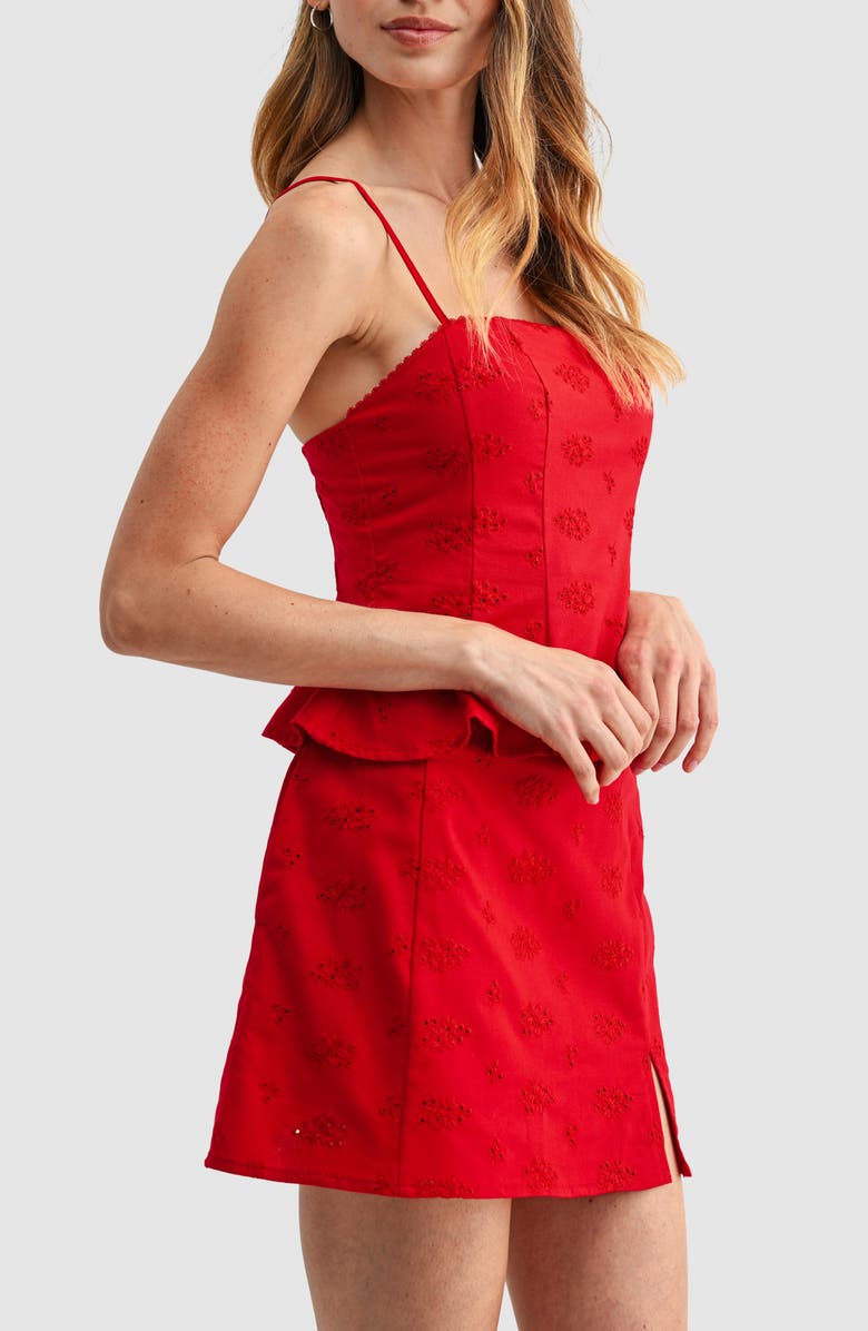 All in Favor Embroidered Side Slit Miniskort, Alternate, color, Red