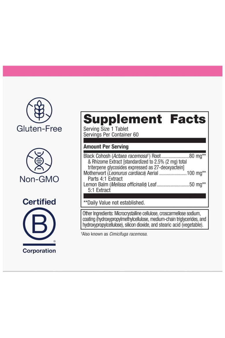 Black Cohosh Plus Menopause Relief Support 60 Tablets, Alternate, color, None