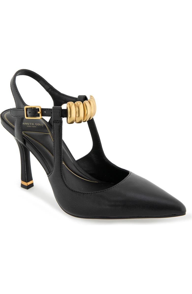 Kenneth Cole Romi Ankle Strap Pointed Toe Pump, Main, color, Black Leather