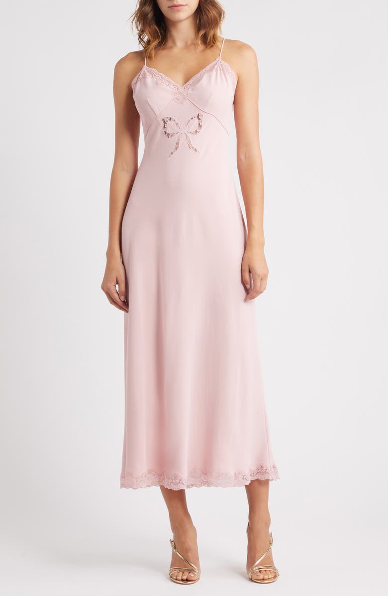 LoveShackFancy Manuela Lace Trim Slipdress, Main, color, Quartz Pink