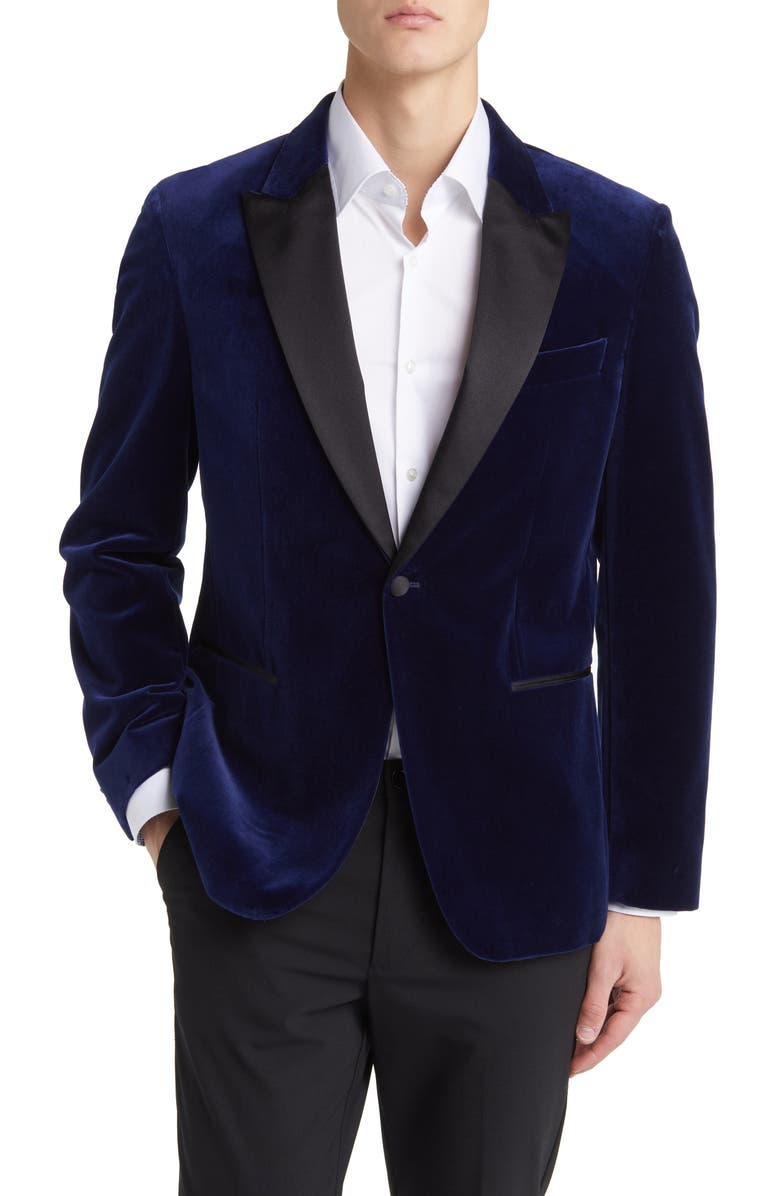 BOSS Hutson Cotton Velvet Dinner Jacket, Main, color, Dark Blue