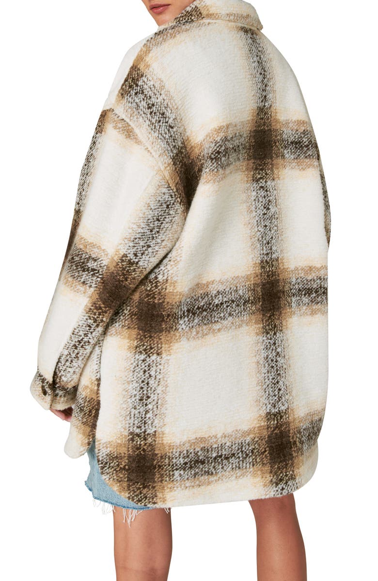 Lucky Brand Oversize Plaid Shirt Jacket, Alternate, color, Cream Plaid