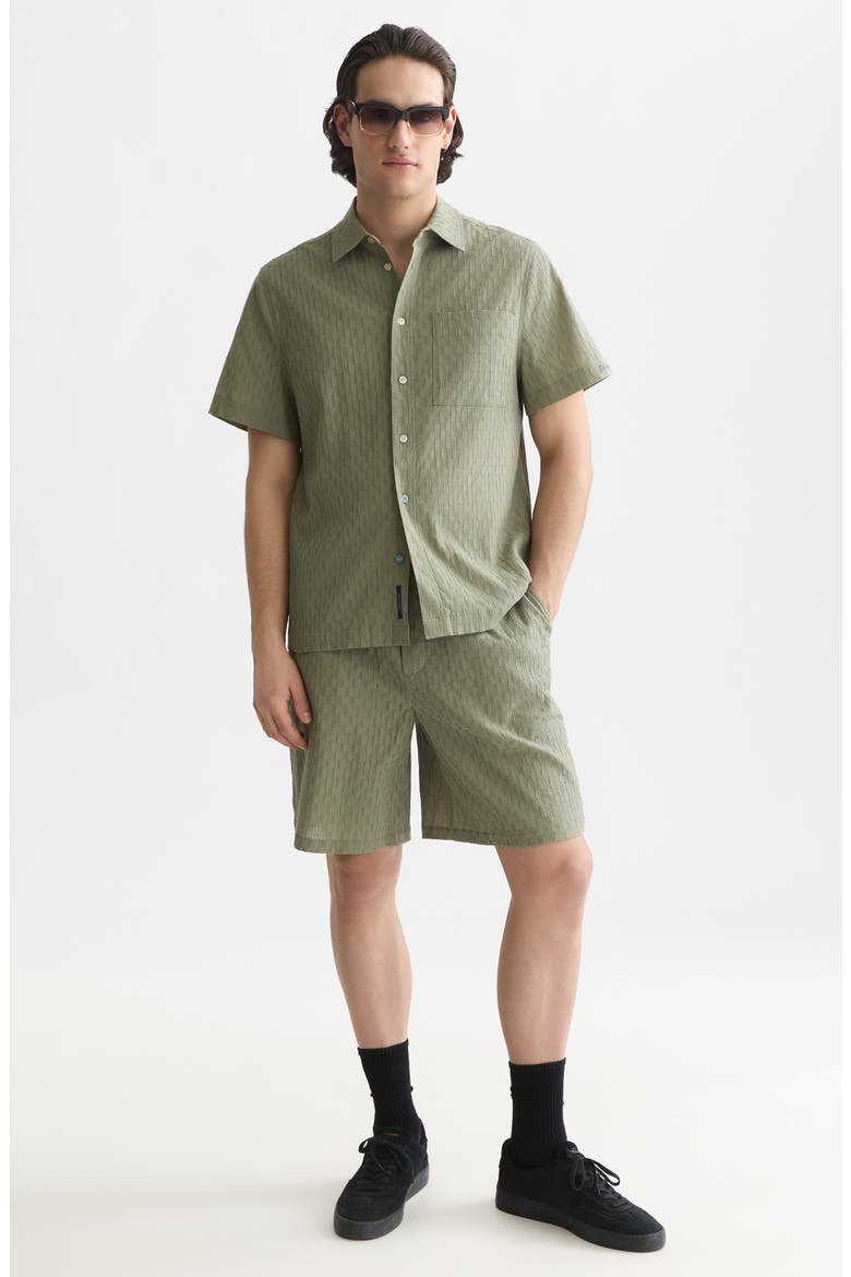 Short Sleeve Button-Up Shirt, Alternate, color, OIL GREEN