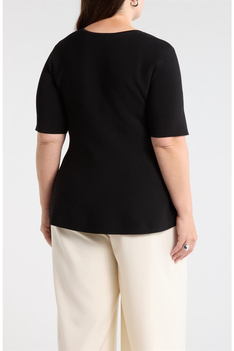Short Sleeve Peplum Sweater, Alternate, color, BLACK