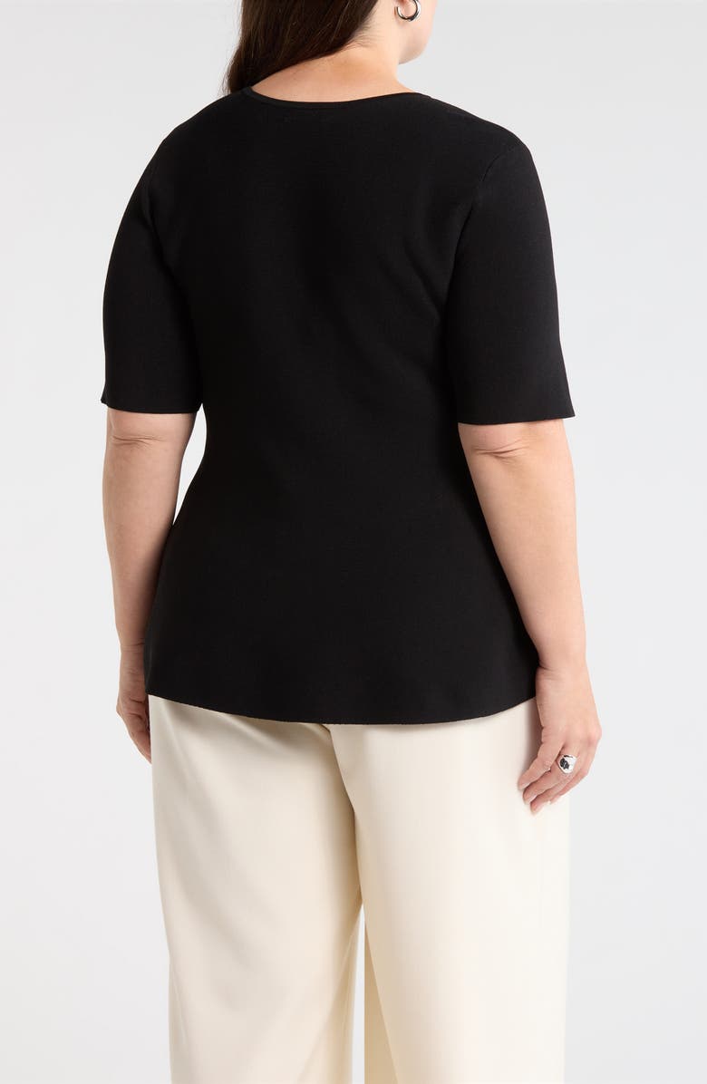 Nordstrom Short Sleeve Peplum Sweater, Alternate, color, Black