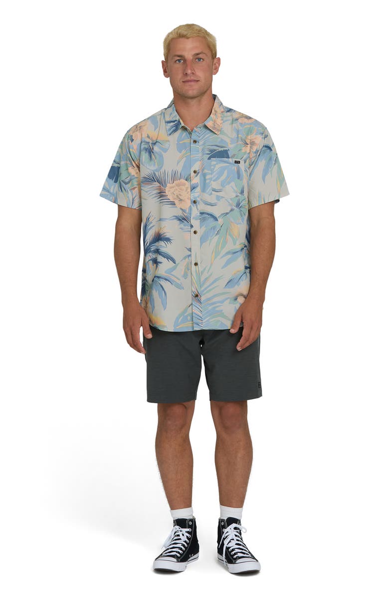 Billabong Sundays Lounge Short Sleeve Button-Up Shirt, Alternate, color, Blue Horizon