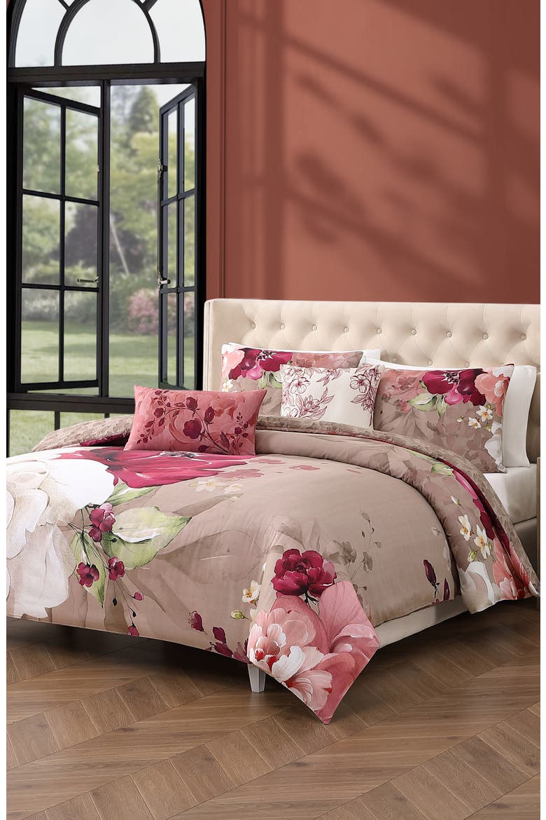 Florence Reversible 5-Piece Comforter Set, Alternate, color, BROWN
