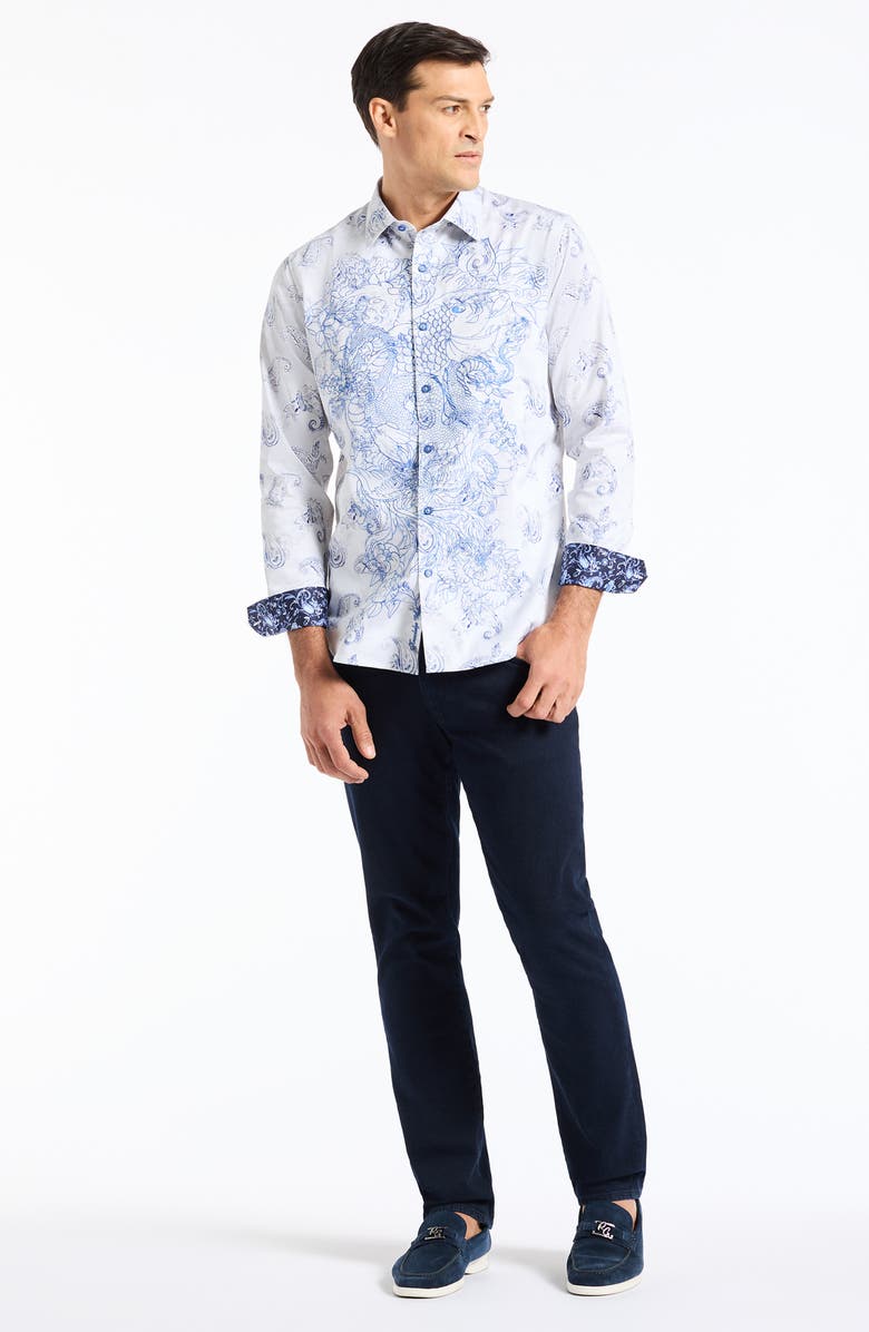 Robert Graham Ramsey Long Sleeve Button-Up Shirt, Alternate, color, White/ Blue