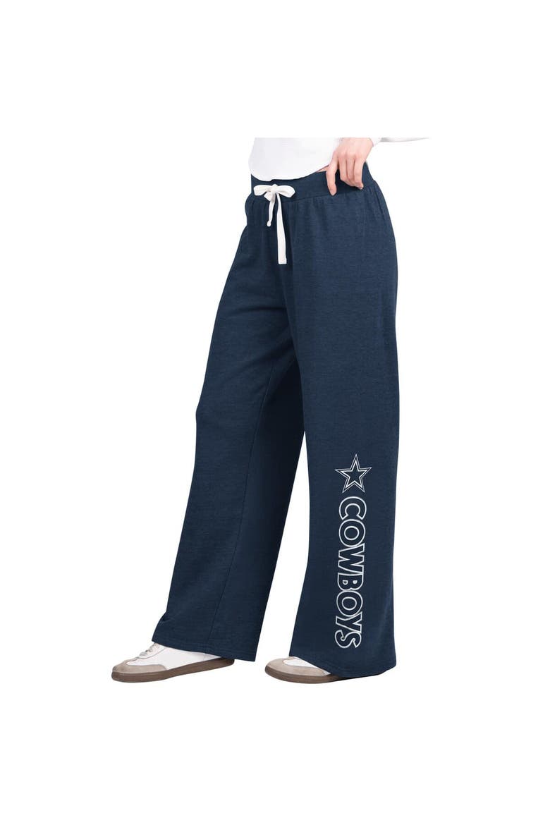 Women's G-III 4Her by Carl Banks Navy Dallas Cowboys Field Wide Leg Sweatpants, Main, color, Navy