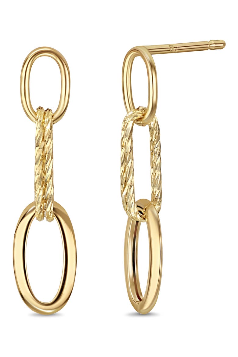 14K Yellow Gold Oval Link Linear Drop Earrings, Main, color, 14K YELLOW GOLD