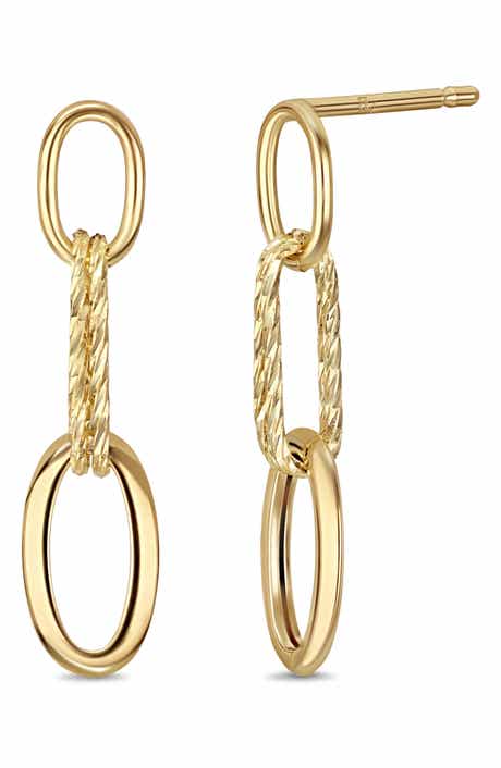 Bony Levy 14K Yellow Gold Oval Link Linear Drop Earrings
