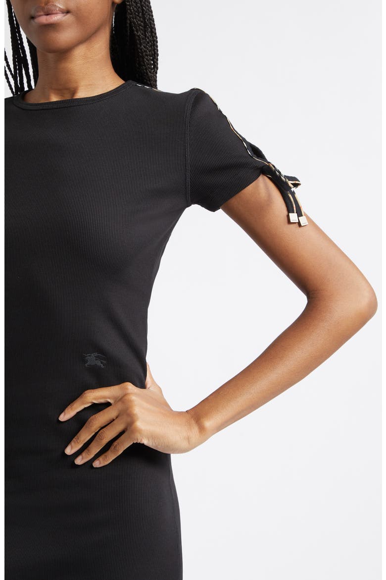 Tatiana Check Trim T-Shirt Dress, Alternate, color, BLACK