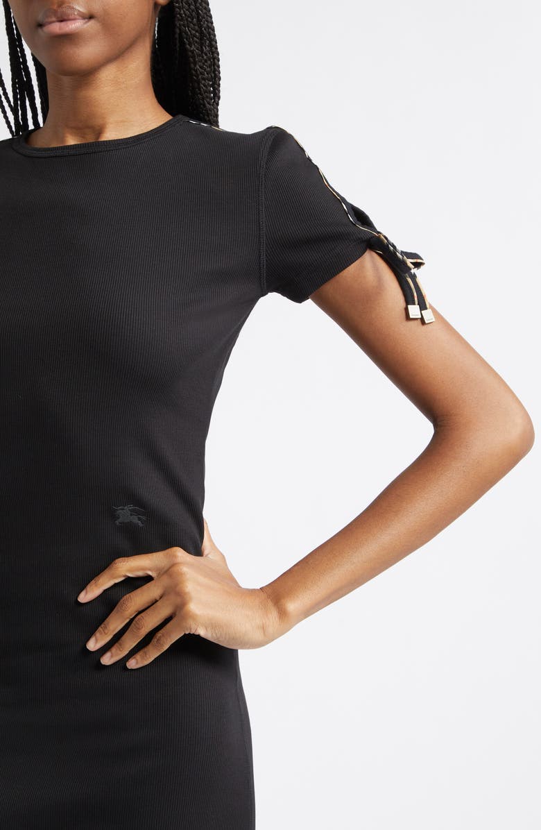 Burberry Tatiana Check Trim T-Shirt Dress, Alternate, color, Black