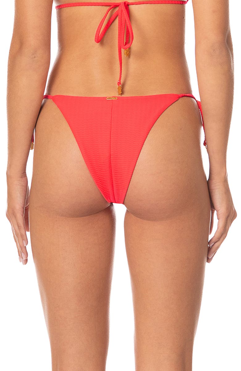 Maaji Sunset Punch Sunflash Side Tie Bikini Bottoms, Alternate, color, Bright Red