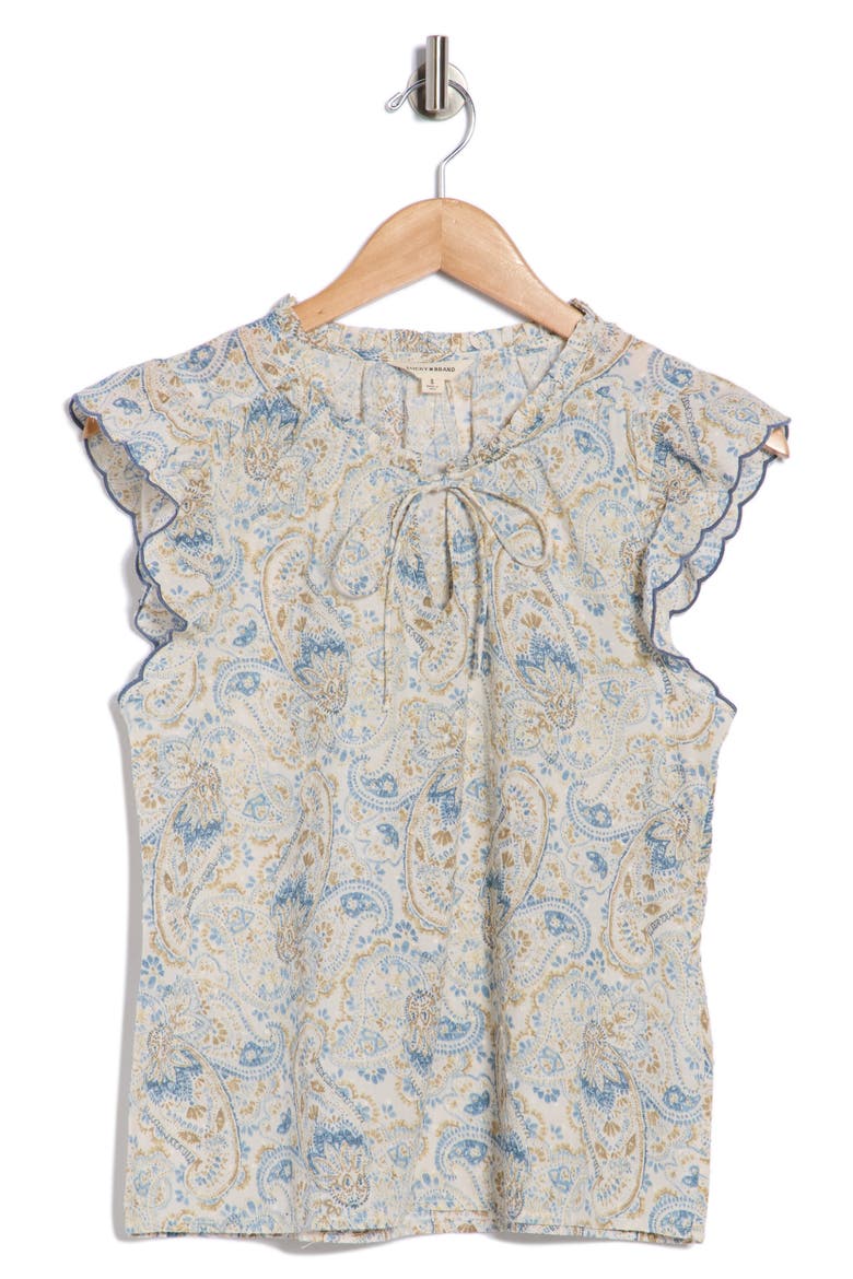 Floral Cap Sleeve Cotton Top, Alternate, color, CREAM MULTI