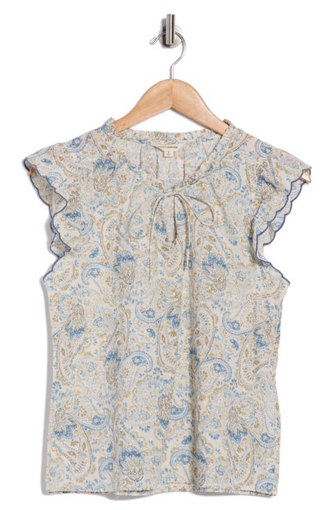 Floral Cap Sleeve Cotton Top