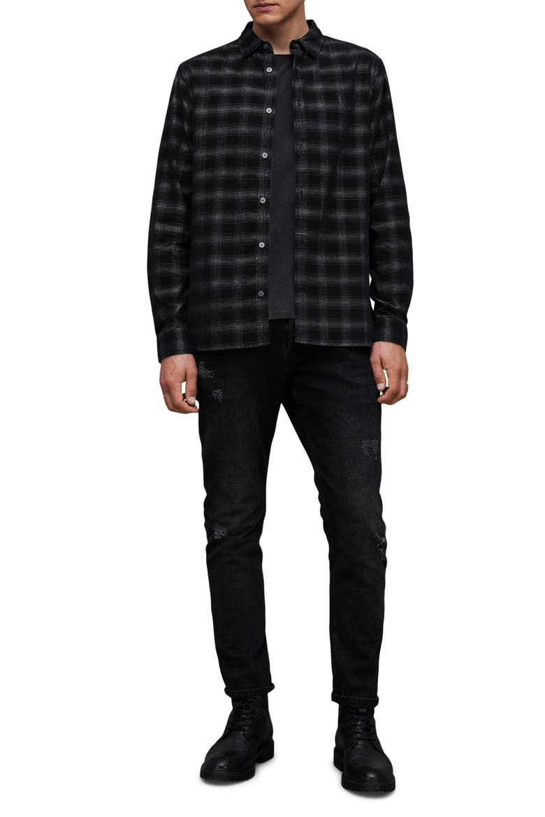 Eastburn Plaid Button-Up Shirt, Alternate, color, BLACK