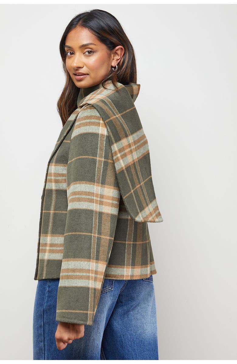 Oasis Check Scarf Longline Jacket Coat, Alternate, color, Taupe
