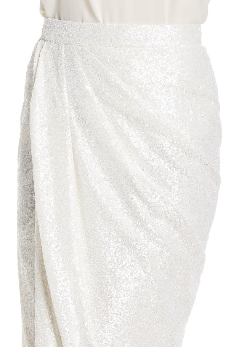 Wanna Party Micro Sequin Faux Wrap Skirt, Alternate, color, IVORY