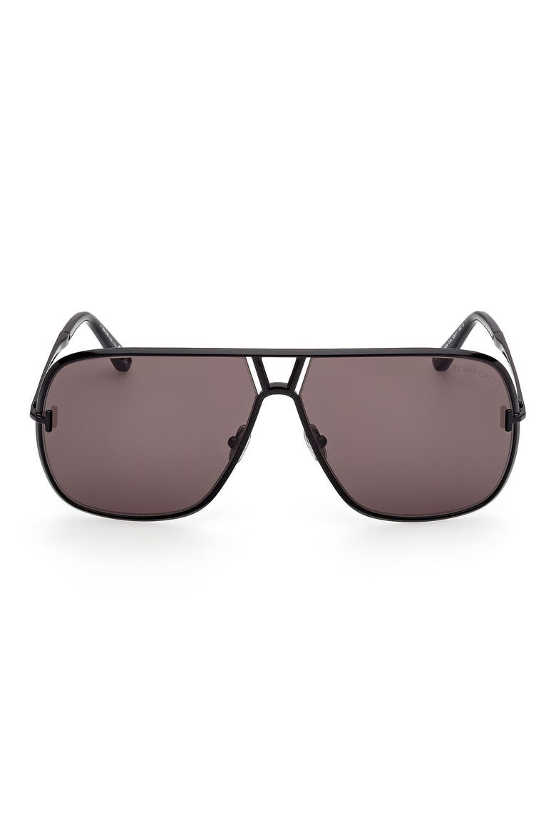 Stavros 63mm Oversize Navigator Sunglasses, Main, color, SHINY BLACK / SMOKE LENSES