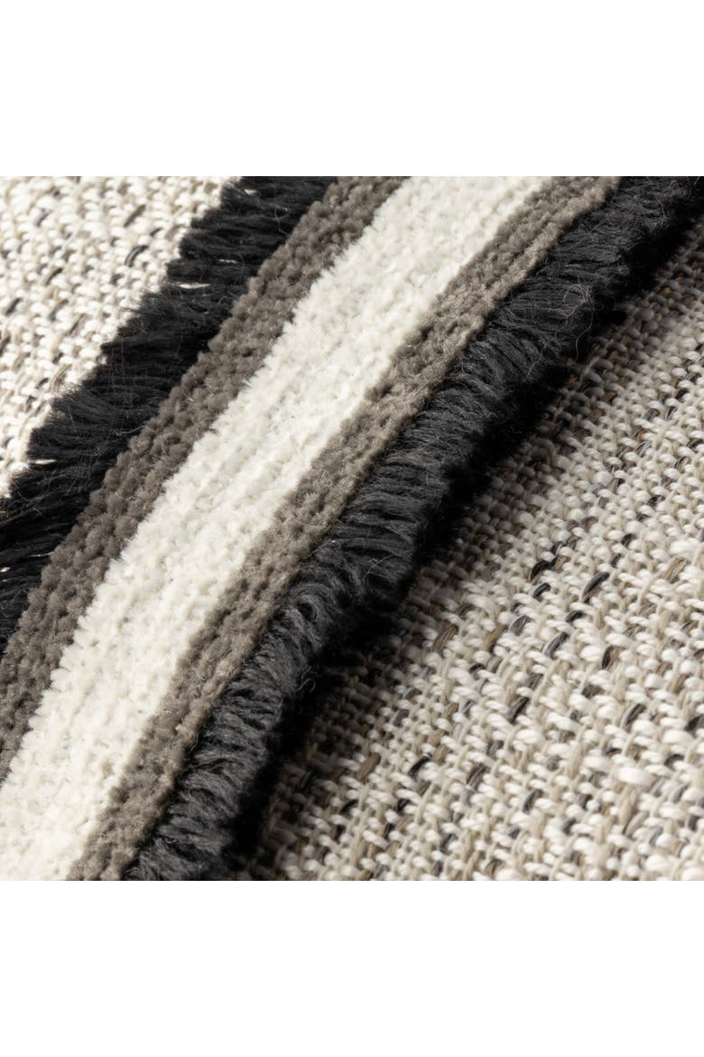 Entity Linen with Chenille Band Applique Indoor & Outdoor Woven Accent Pillow, Alternate, color, Linen