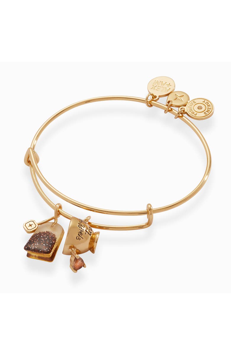 Alex and Ani 'Spill the Tea' Cup & Tea Bag Charm Bangle, Main, color, Gold