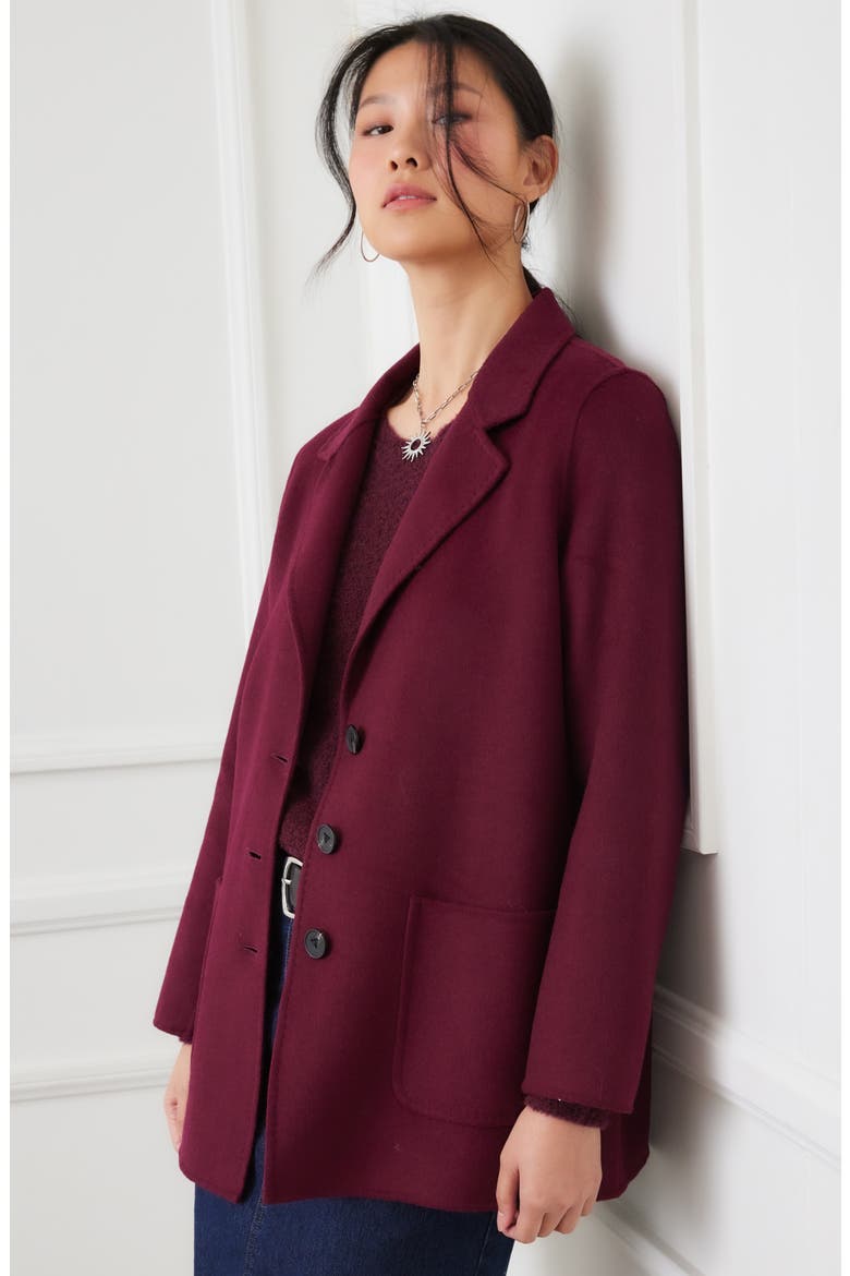 Oversize Brushed Wool Blend Blazer, Alternate, color, EGGPLANT
