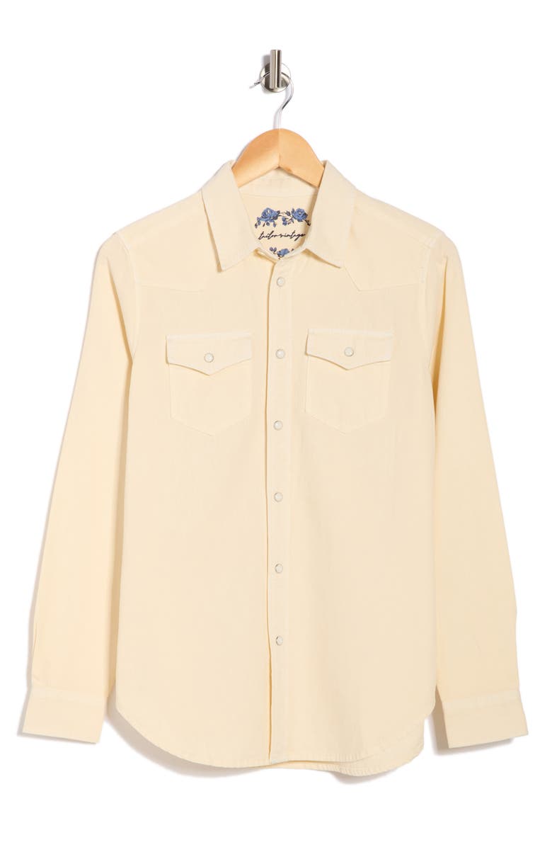 Tailor Vintage Denim Western Button-Up Shirt, Alternate, color, Ecru