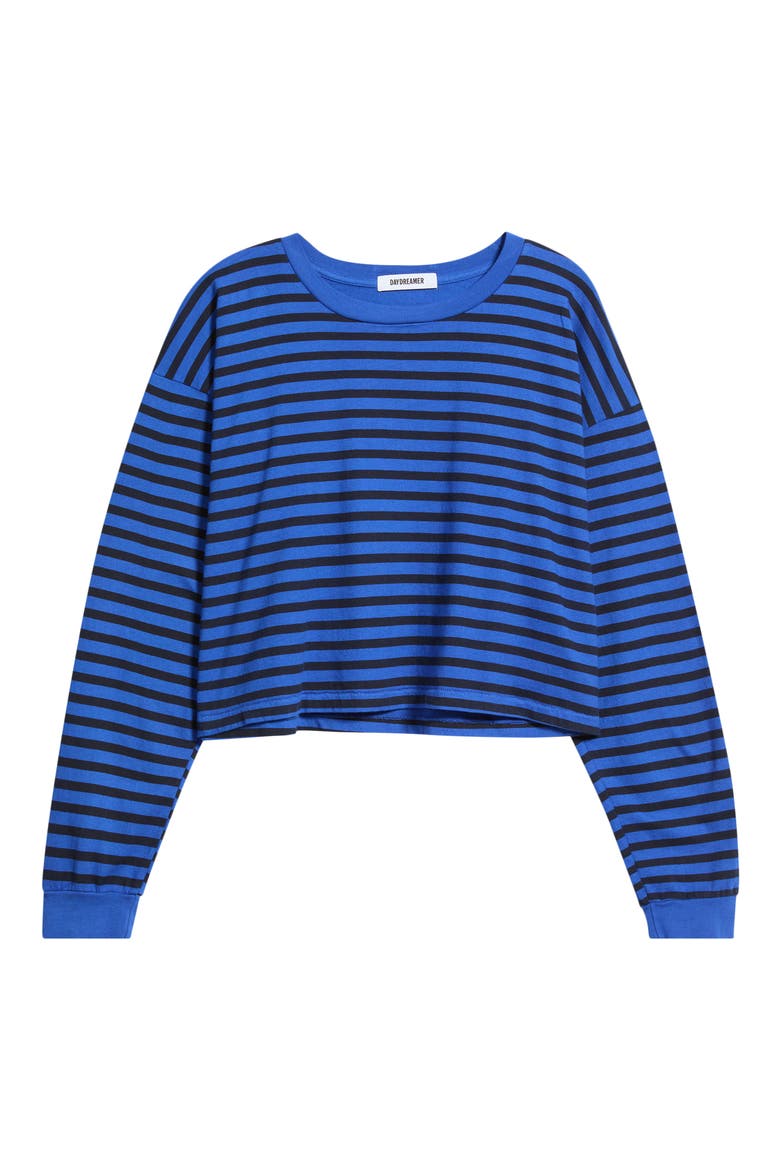 Meet n Greet Striped Long Sleeve Cropped T-Shirt, Alternate, color, ULTRA MARINE STRIPE