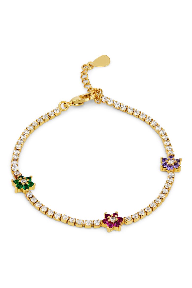 Floral Cubic Zirconia Bracelet, Main, color, YELLOW