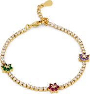 SAVVY CIE JEWELS Floral Cubic Zirconia Bracelet
